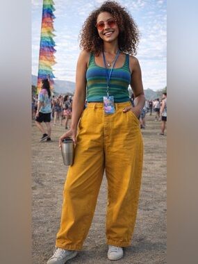 Big Bud Press High-Waisted Trousers in “Spicy Mustard” Sz Petite Large, GUC